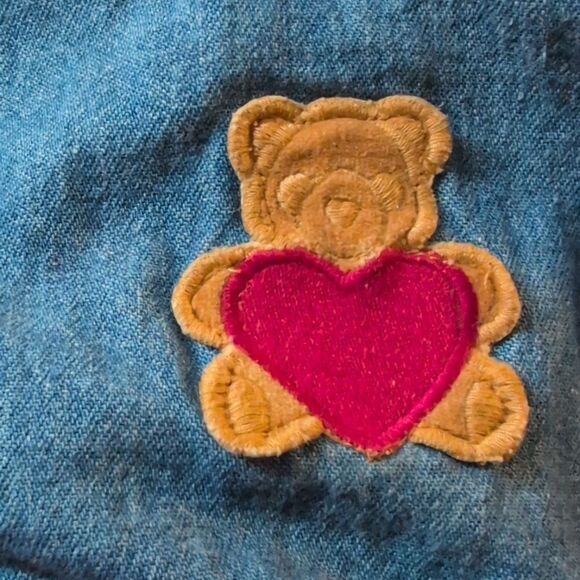 Vintage 90s girls heart bear denim dress Valentine's size 18 months - Picture 4 of 7